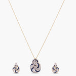 Pendants Sapphire Swirl CZ Silver Pendant Set