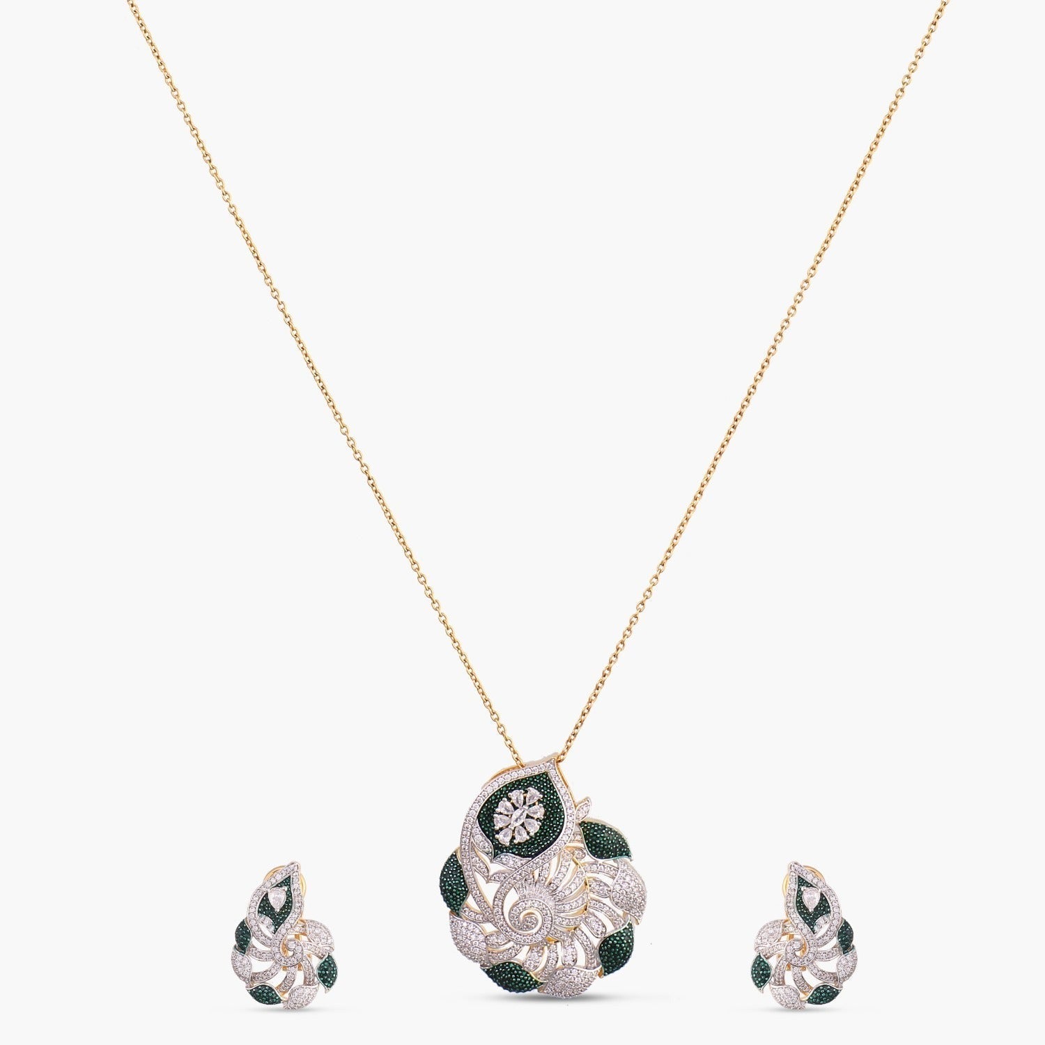 Pendants Peacock Majesty CZ Silver Pendant Set