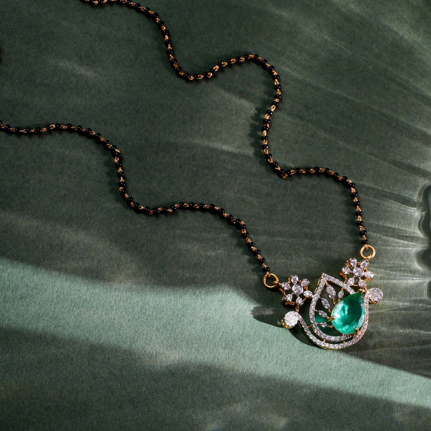 Pendants Emerald Essence CZ Silver Mangalsutra