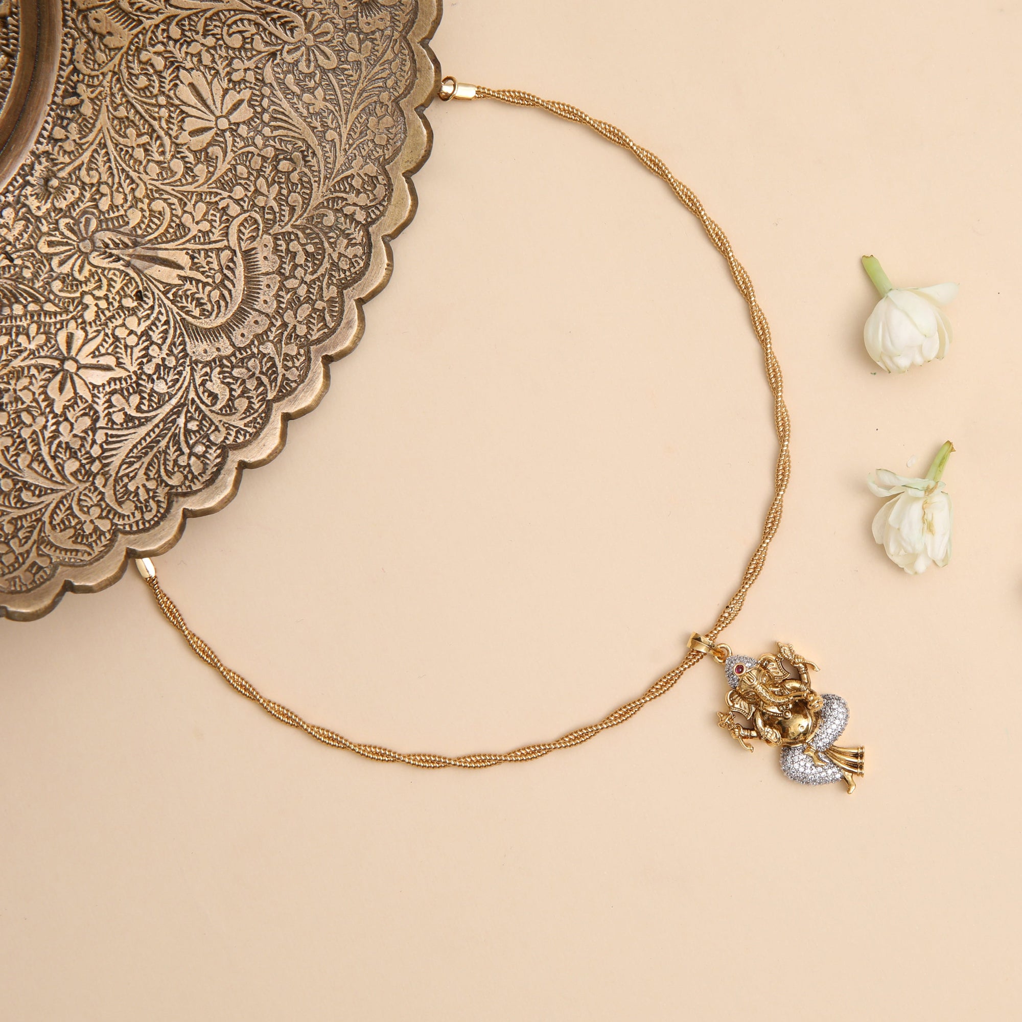 Vinayaka Antique Silver Pendant Necklace