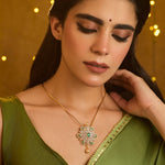 Pendants Nivriti Green & White CZ Silver Pendant Necklace
