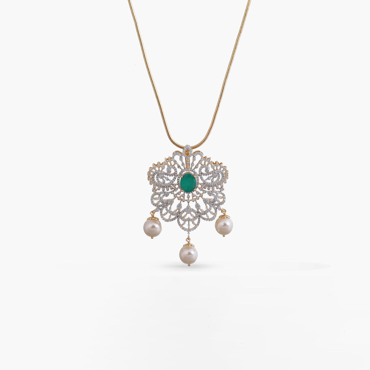 Pratyusha CZ Silver Pendant Necklace