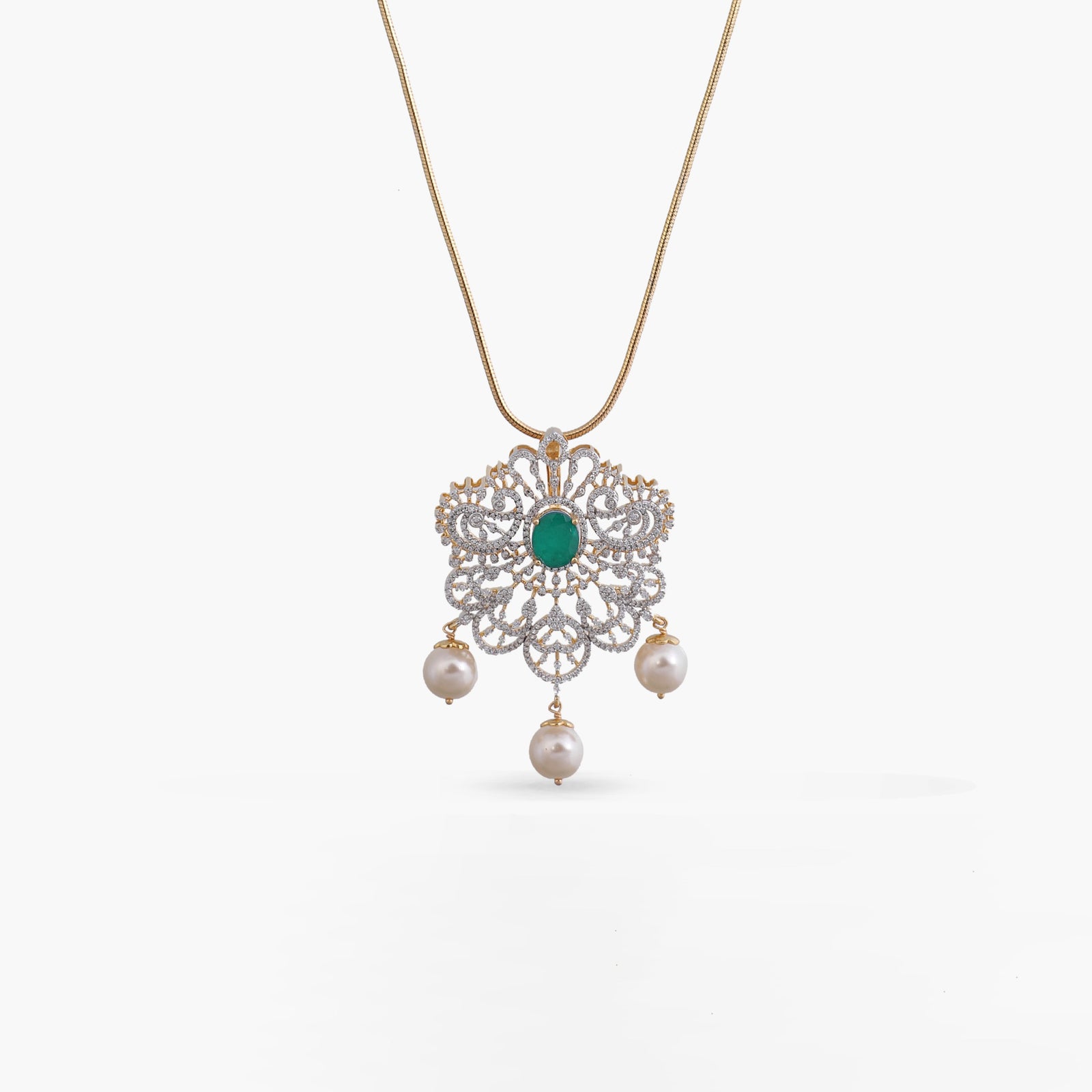 Pratyusha CZ Silver Pendant Necklace