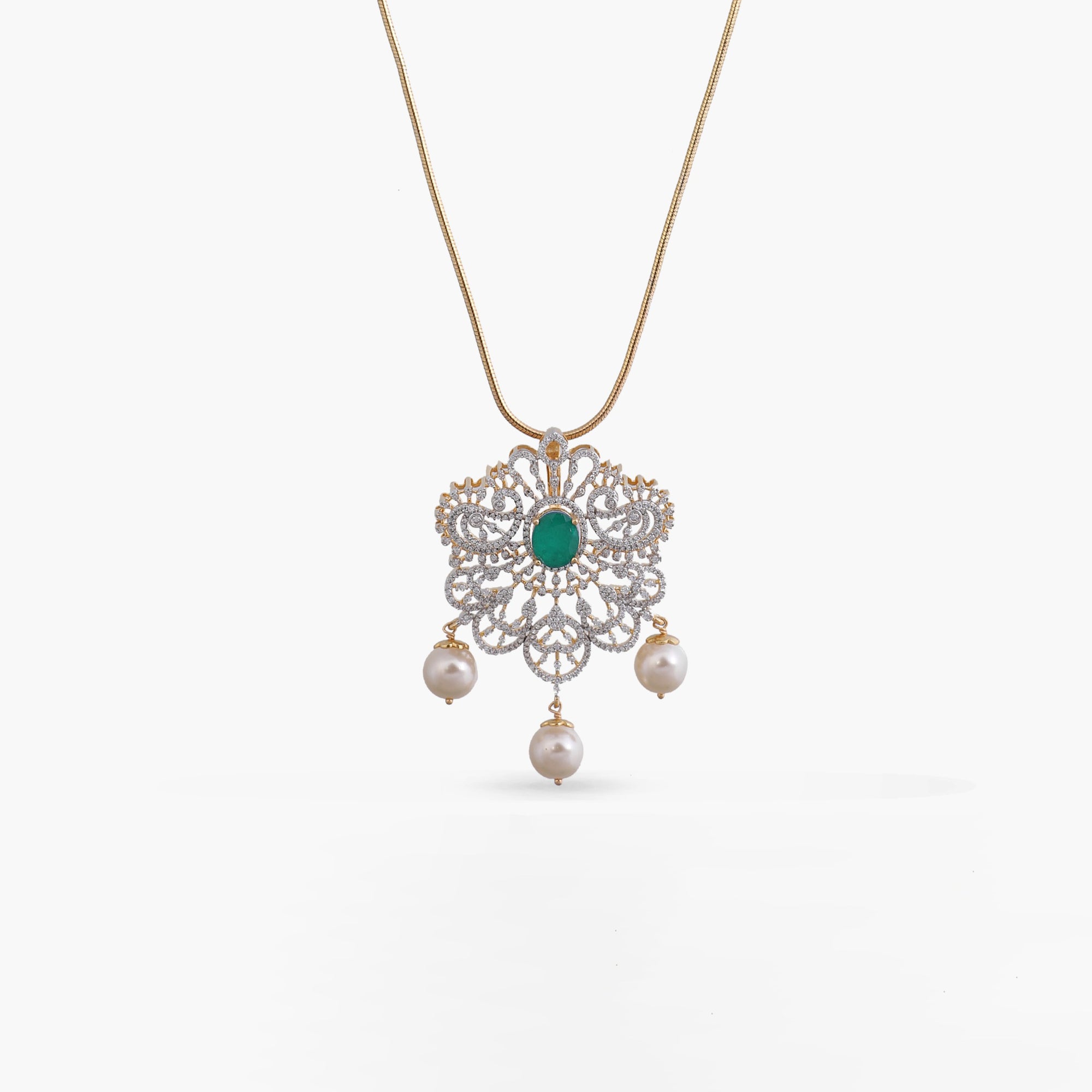 Pratyusha CZ Silver Pendant Necklace