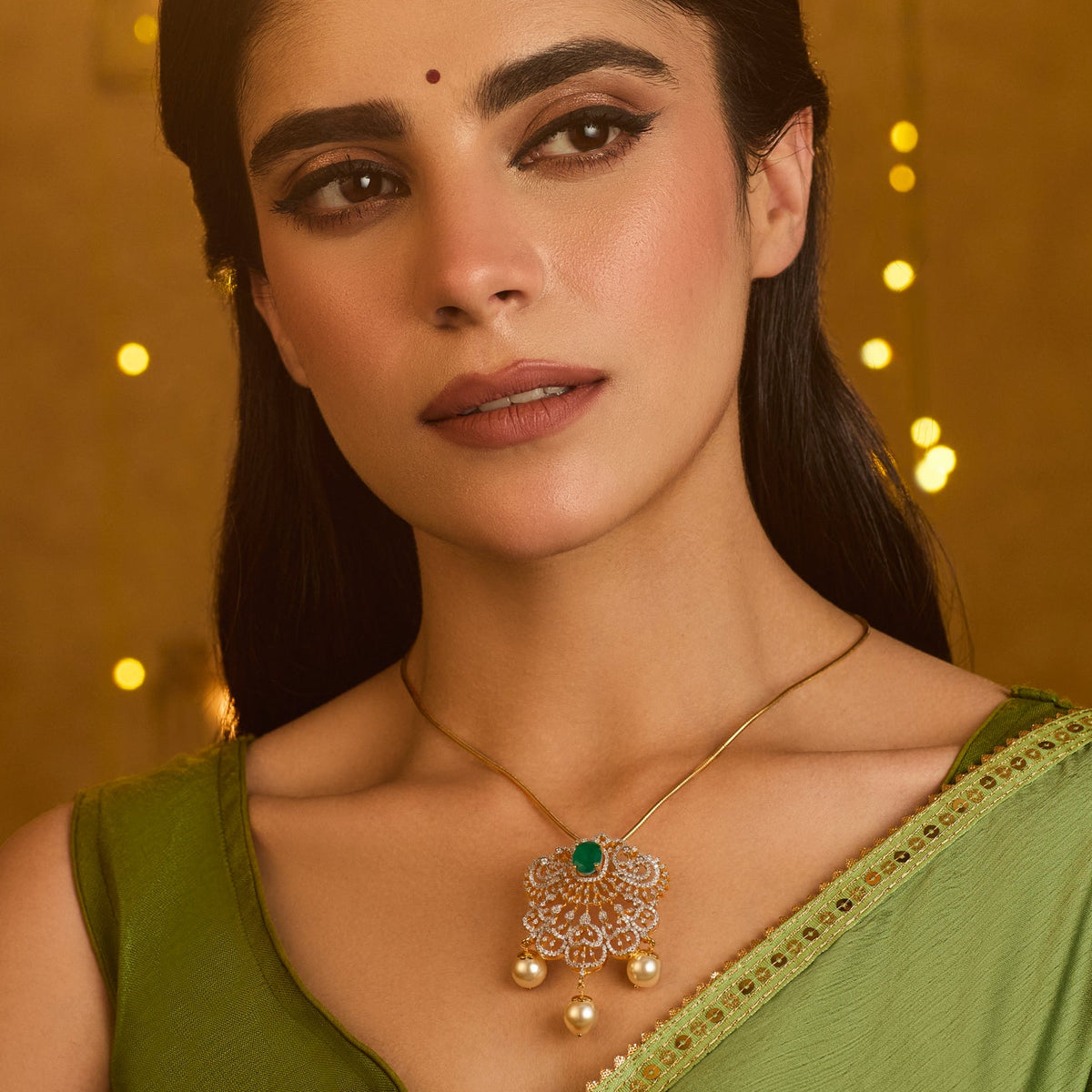 Pratyusha CZ Silver Pendant Necklace