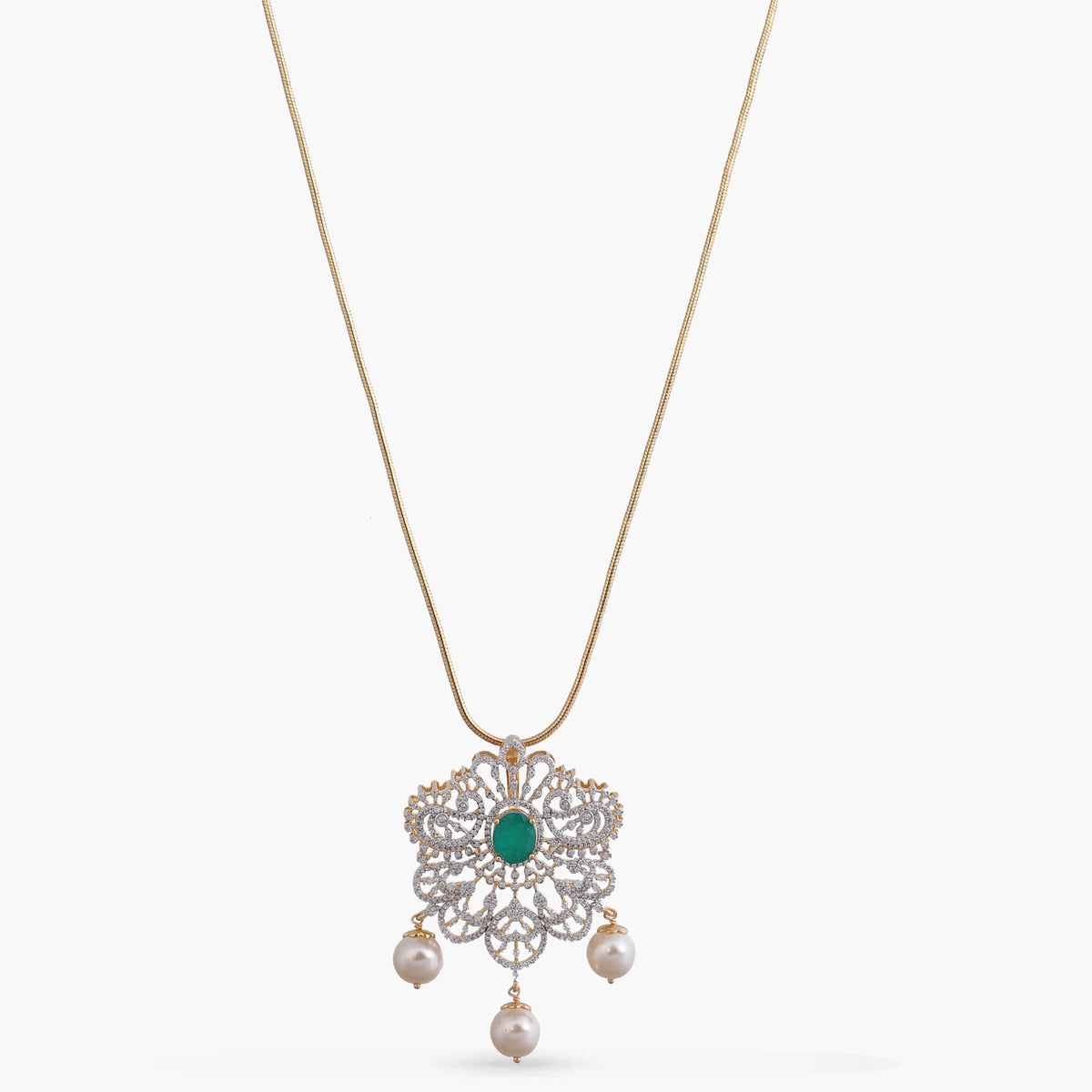 Pratyusha CZ Silver Pendant Necklace