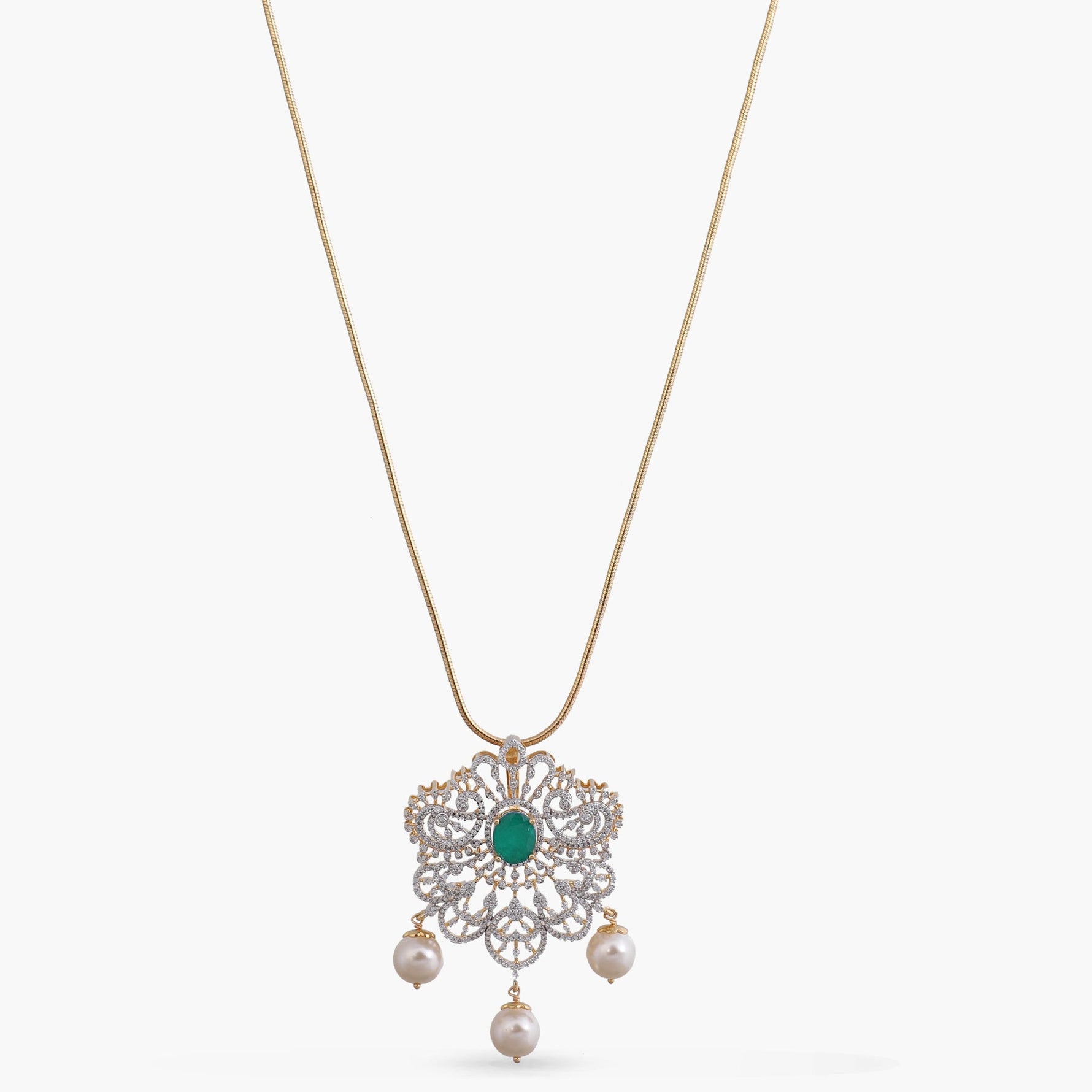Pendants Pratyusha CZ Silver Pendant Necklace