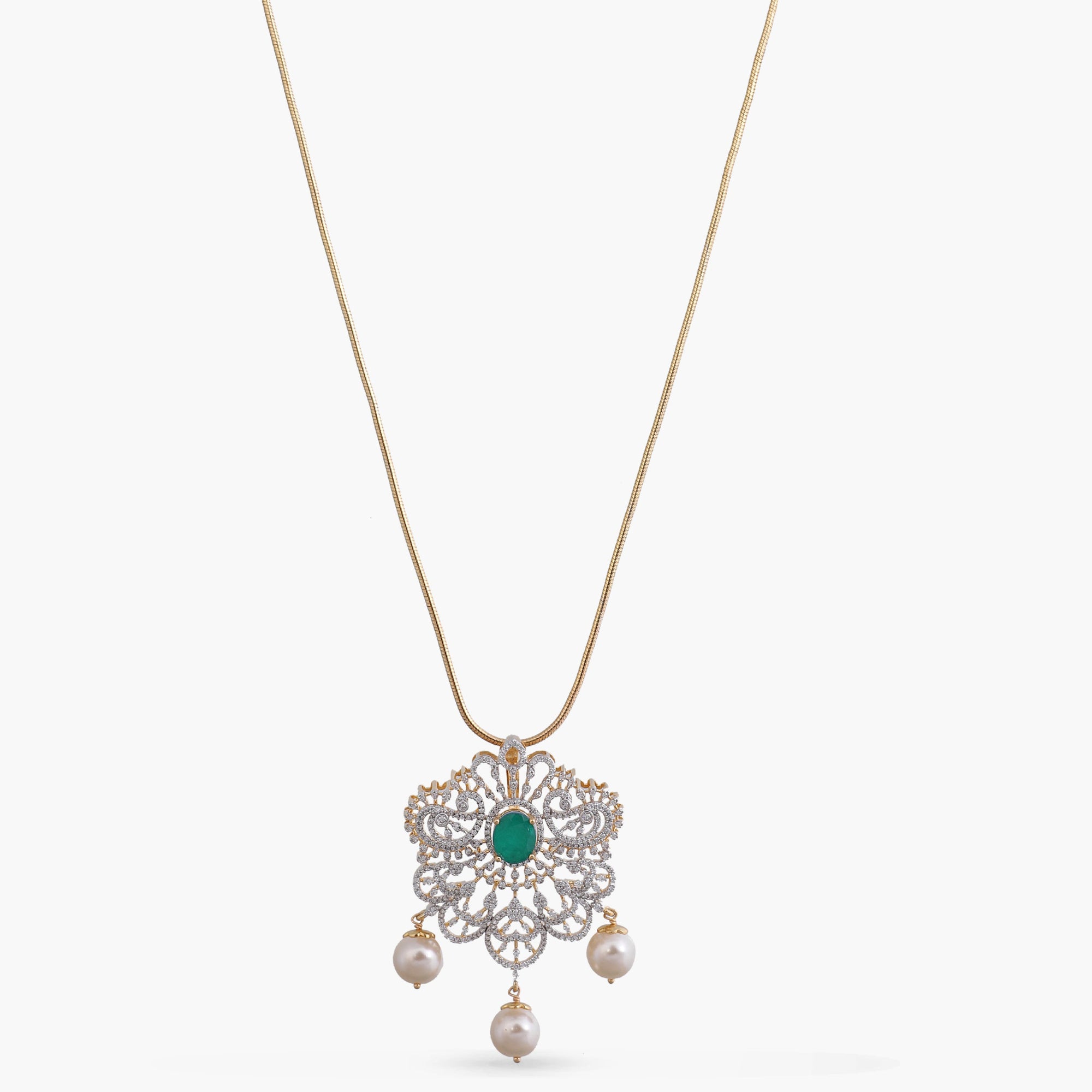 Pratyusha CZ Silver Pendant Necklace