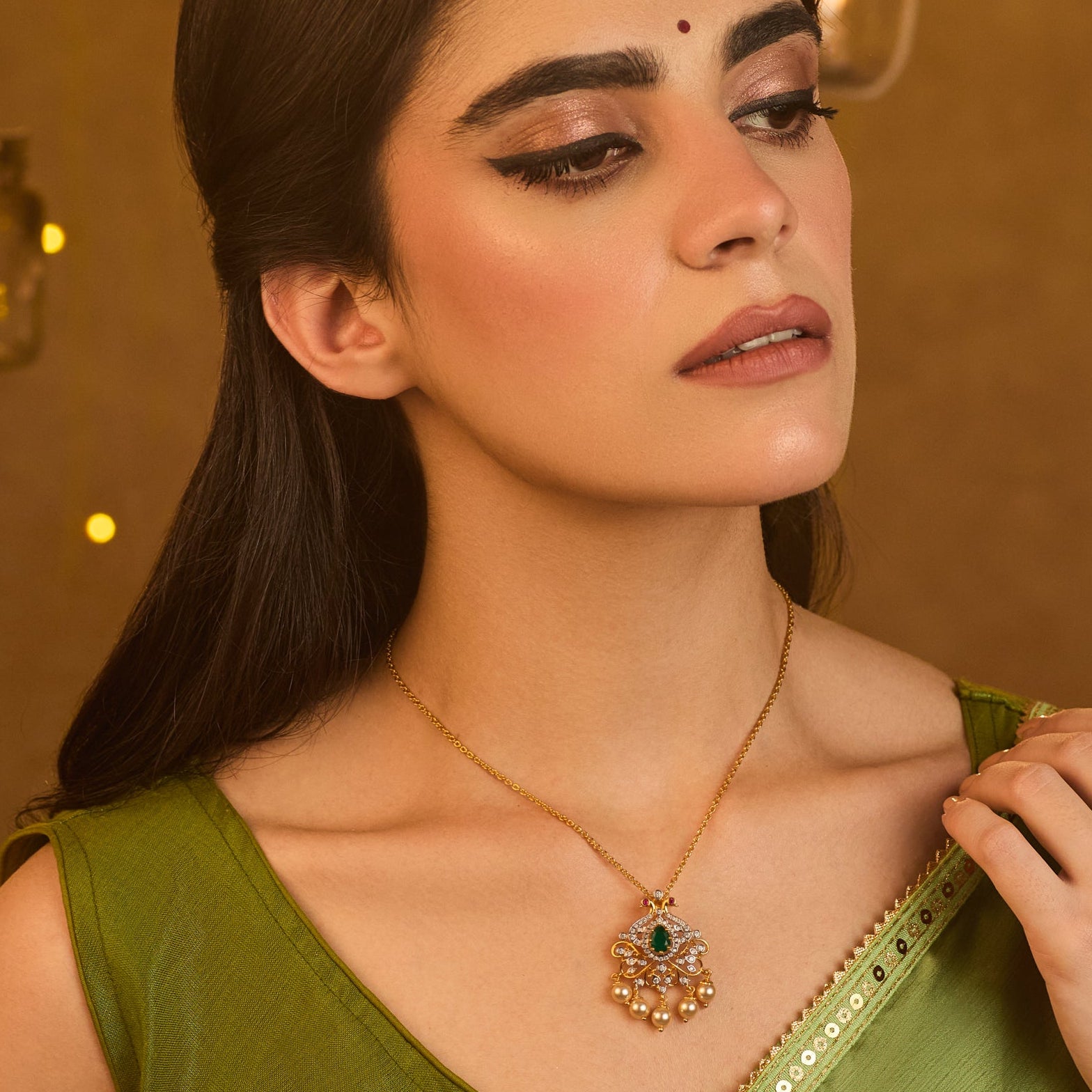 Aisha CZ Silver Pendant Necklace