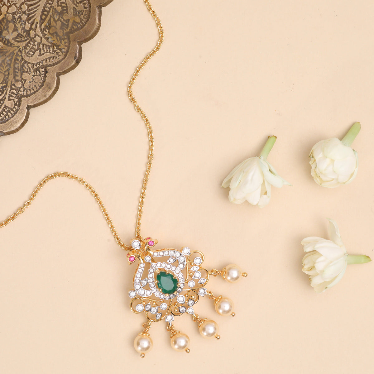 Aisha CZ Silver Pendant Necklace