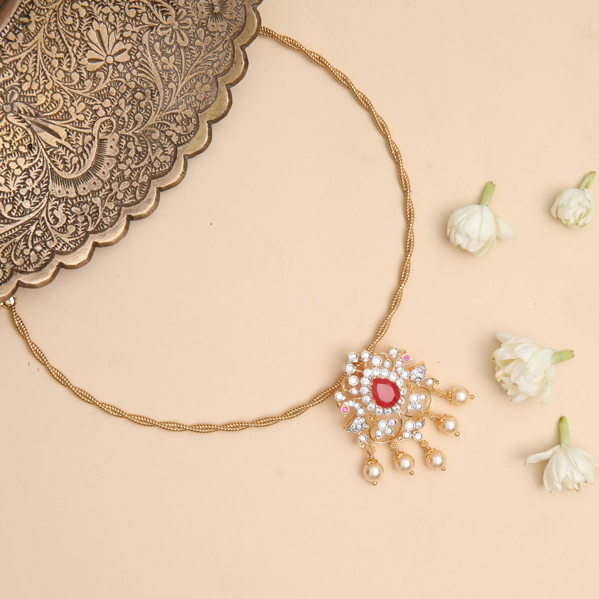 Mrunal CZ Silver Pendant Necklace