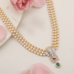 Kavya Layered CZ Long Silver Necklace