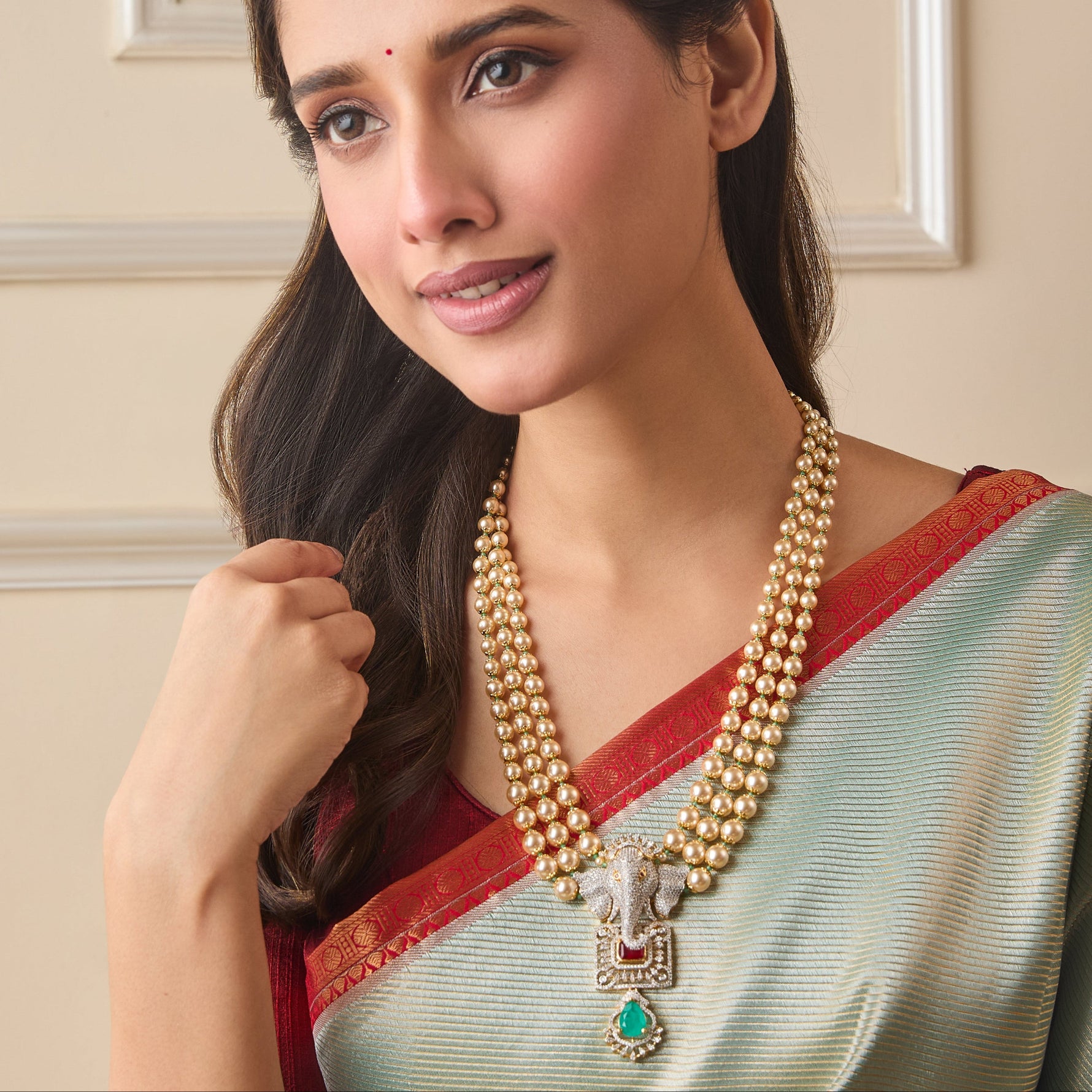 Kavya Layered CZ Long Silver Necklace