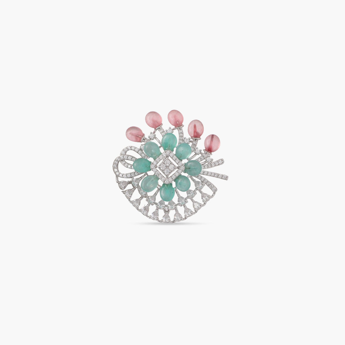 Floral Fantasy Cocktail CZ Silver Finger Ring