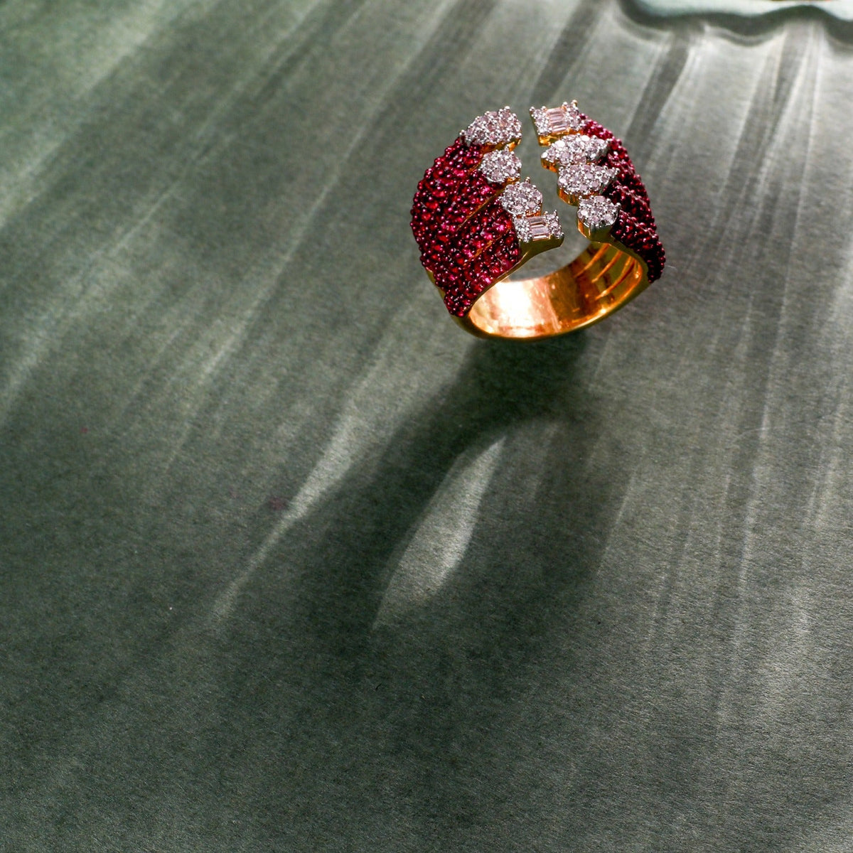 Finger Ring Celestial Fusion CZ Silver Cocktail Ring