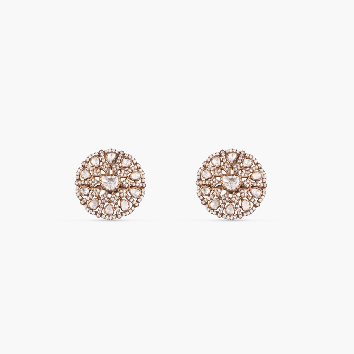 Floral Brilliance Silver Stud Earrings