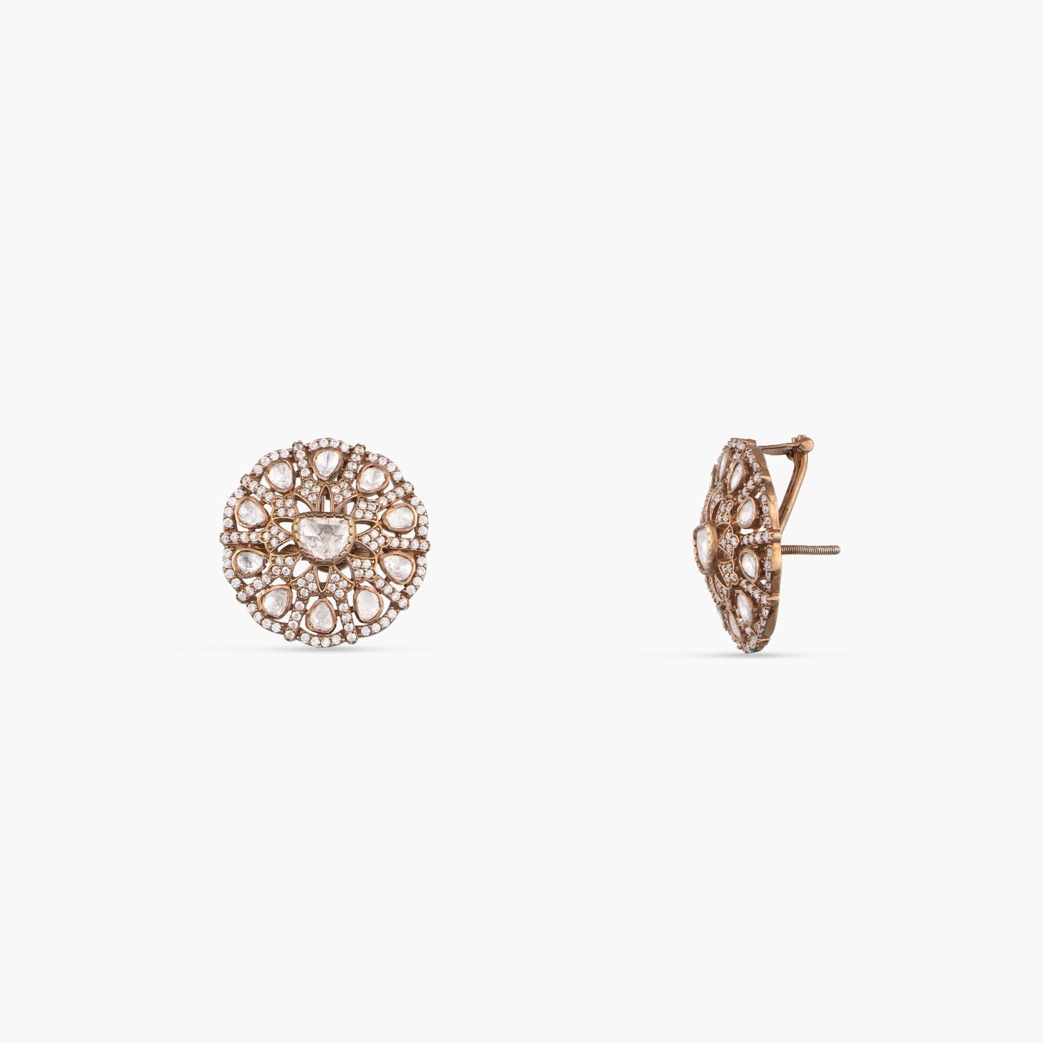 Floral Brilliance Silver Stud Earrings