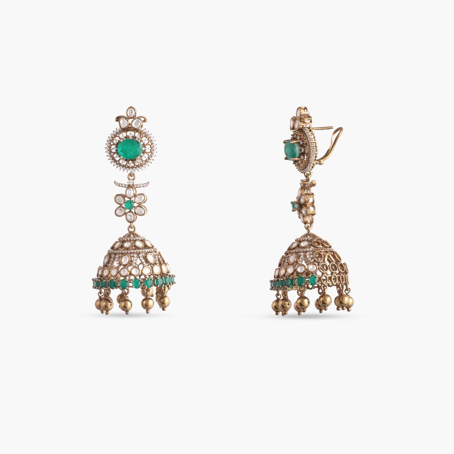 Urmila Moissanite Silver Jhumkis