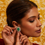 Earrings Emerald Shine Silver Stud Earrings