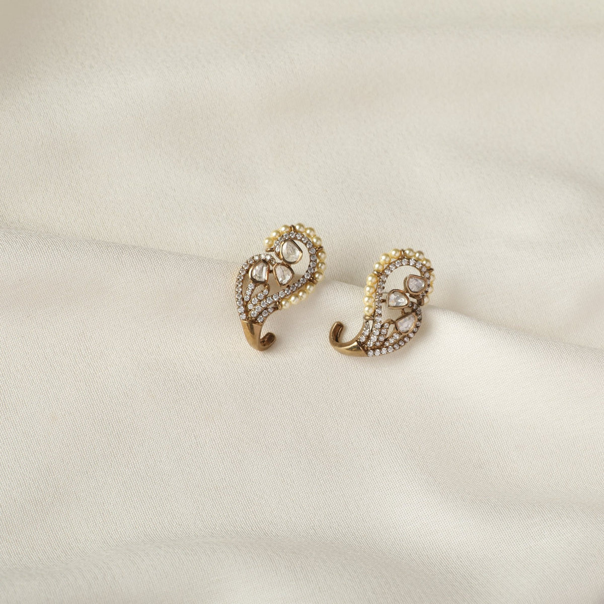 Mango Moissanite Silver Huggie Earrings