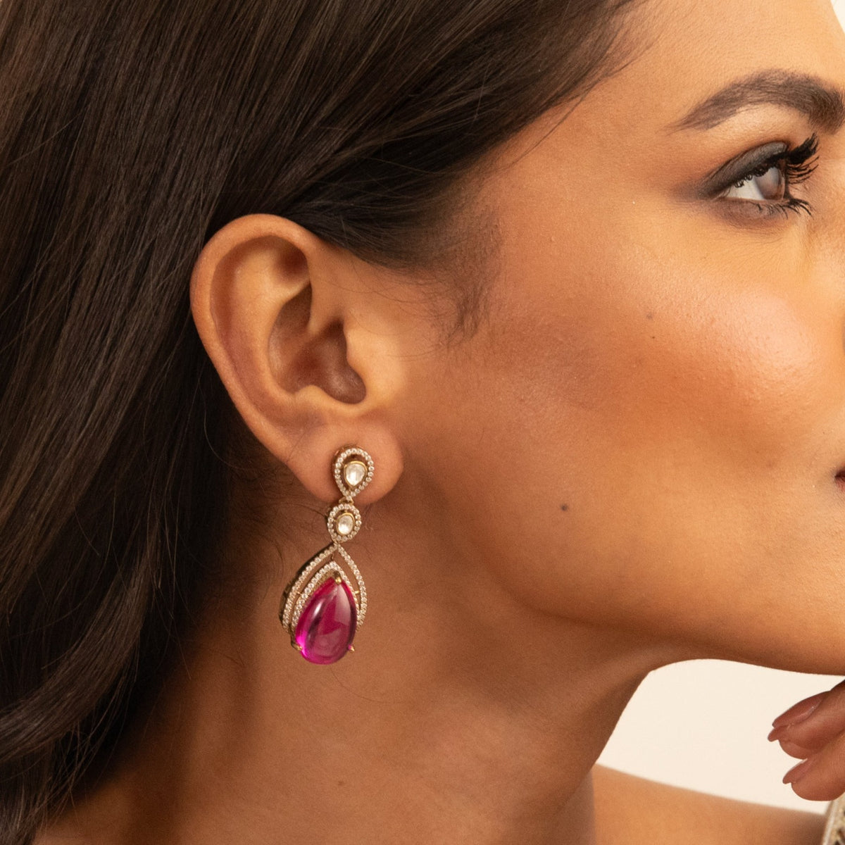 Pearl Moissanite Silver Drop Earrings 