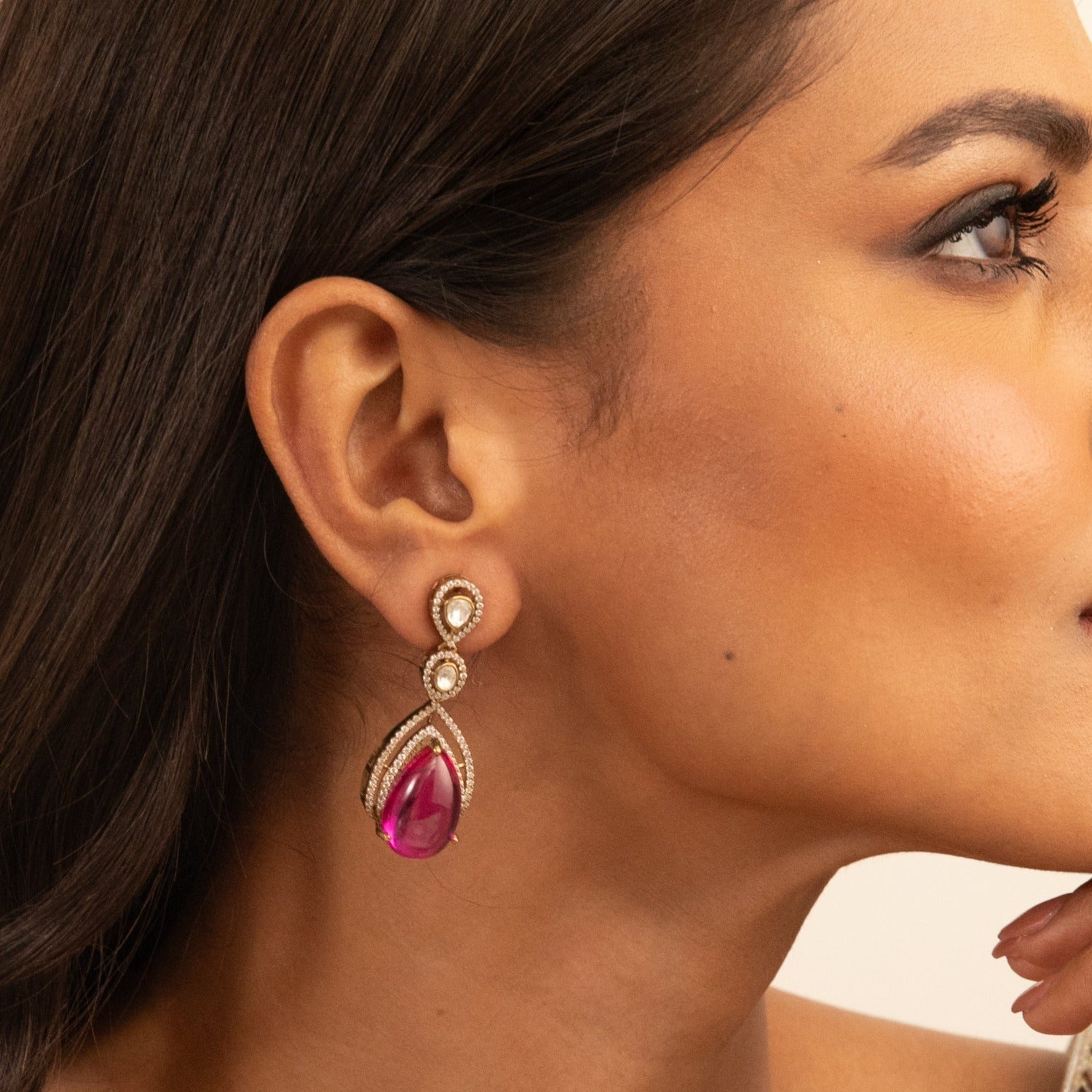 Pearl Moissanite Silver Drop Earrings 