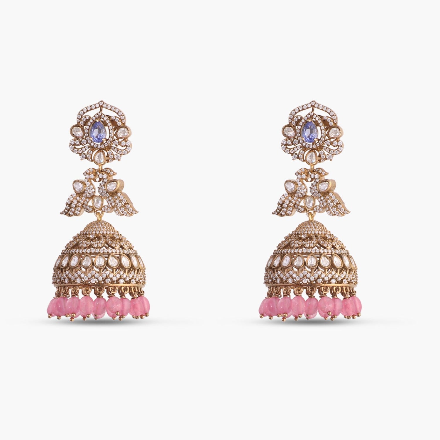 Israh Moissanite Silver Jhumka Earrings