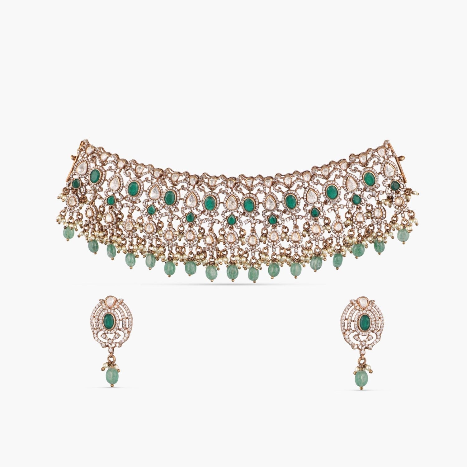 Necklaces Kalyani Moissanite Silver Choker Set