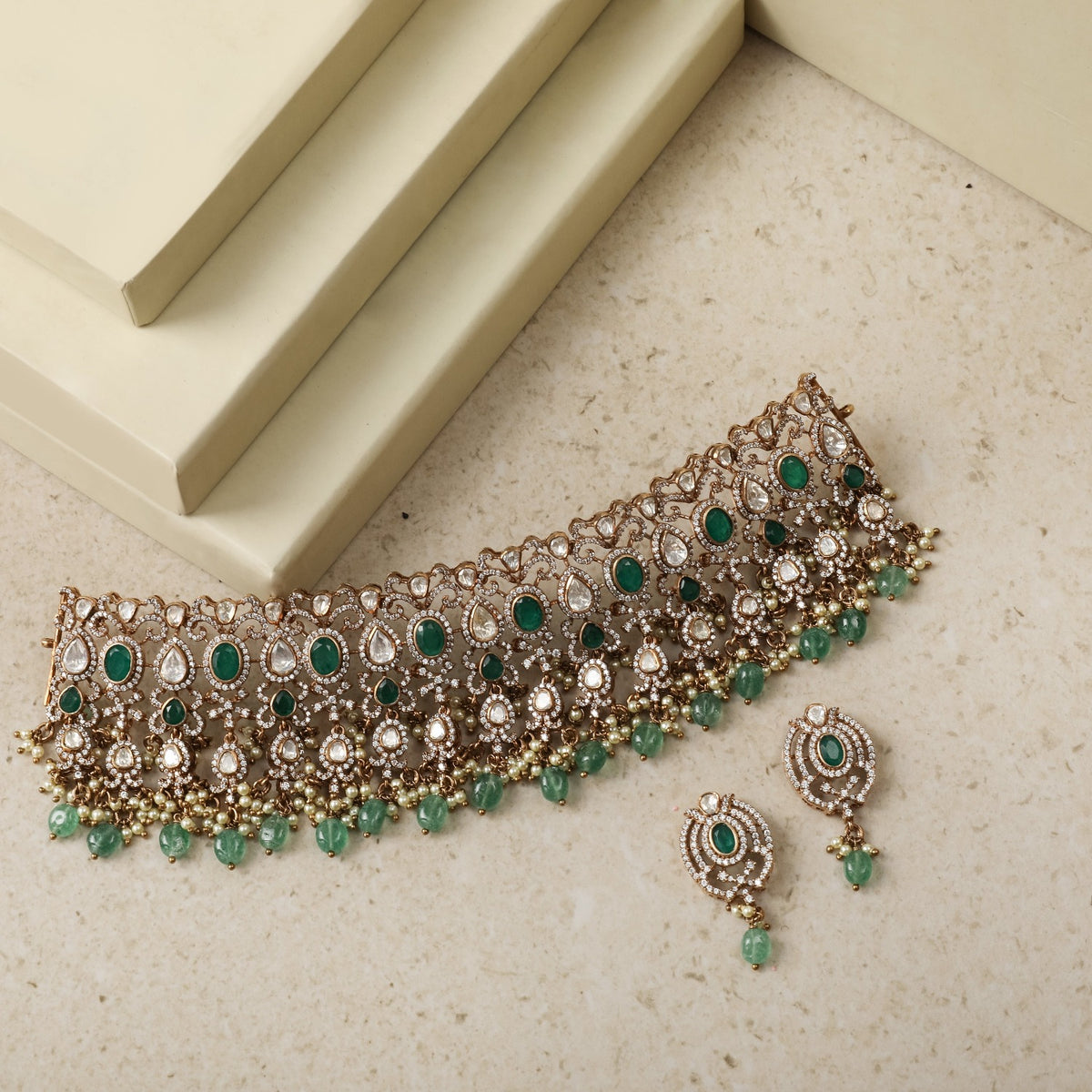 Necklaces Kalyani Moissanite Silver Choker Set