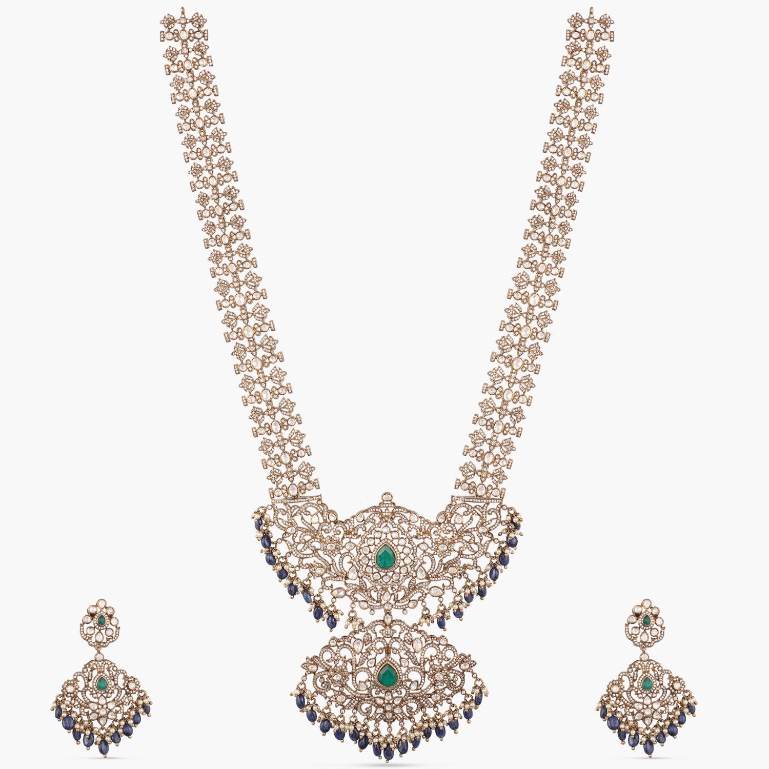 Necklaces Floral Classic Moissanite Silver Long Necklace Set