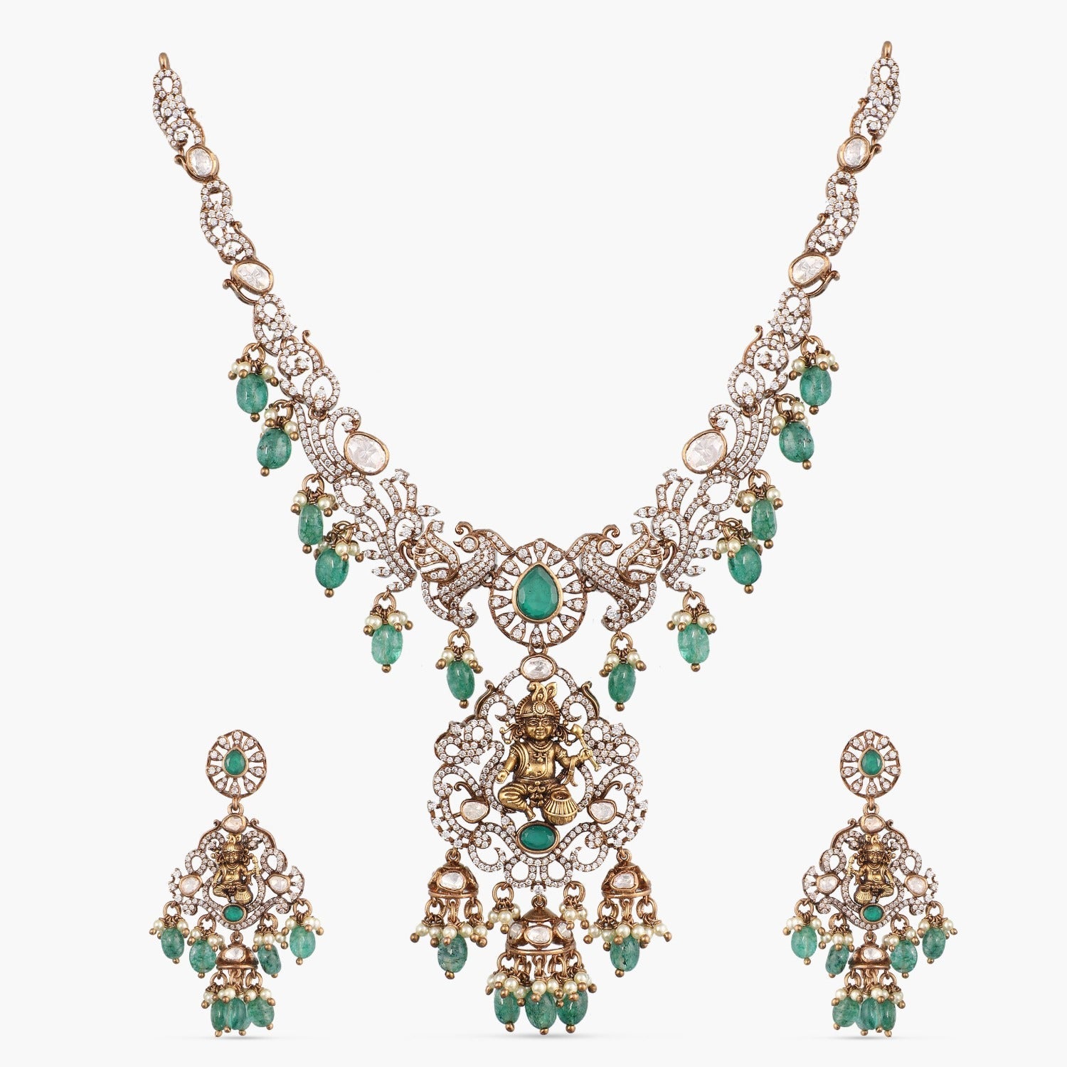 Necklaces Akhila Moissanite Silver Necklace Set