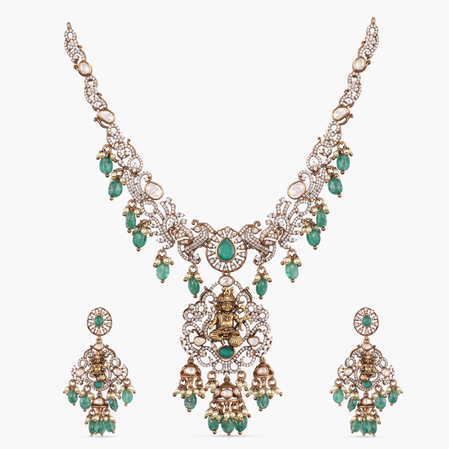 Akhila Moissanite Silver Necklace Set