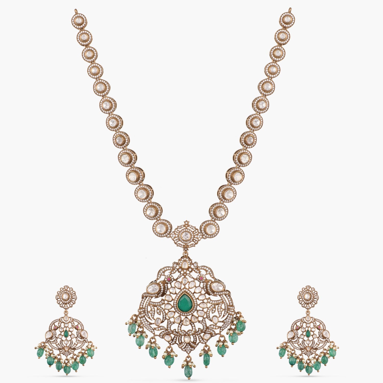 Rasika Classic Moissanite Silver Necklace Set