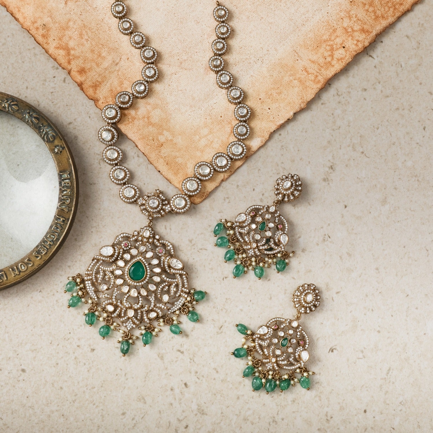 Rasika Classic Moissanite Silver Necklace Set