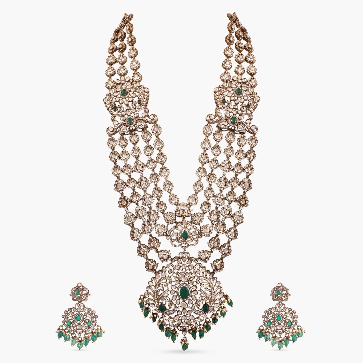 Necklaces Kalindi Moissanite Silver Grand Necklace Set