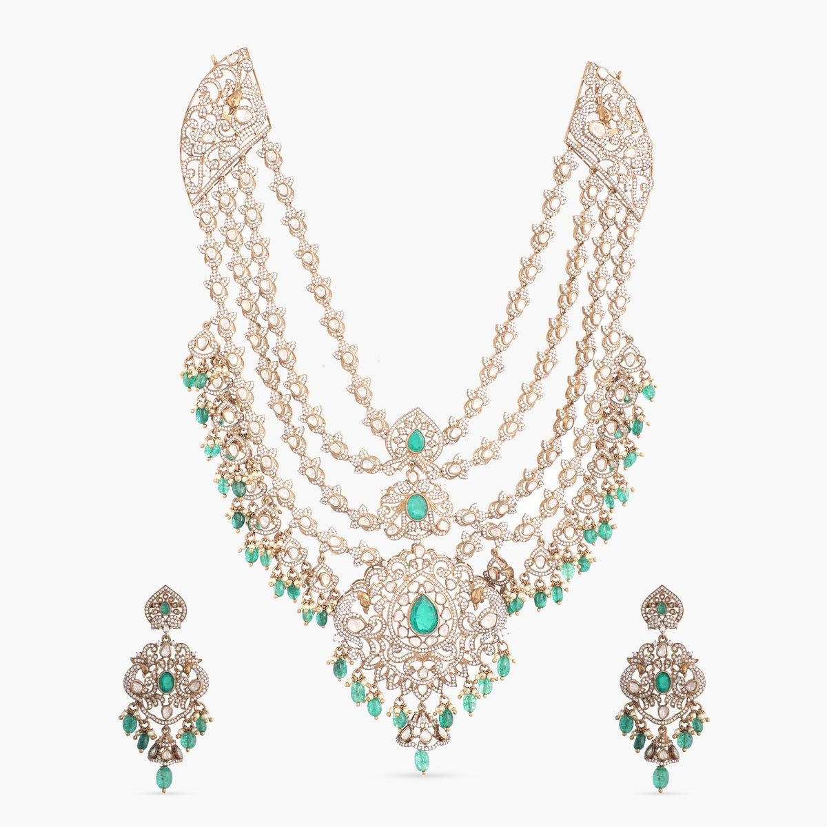 Advaita Moissanite Silver Layered Necklace Set