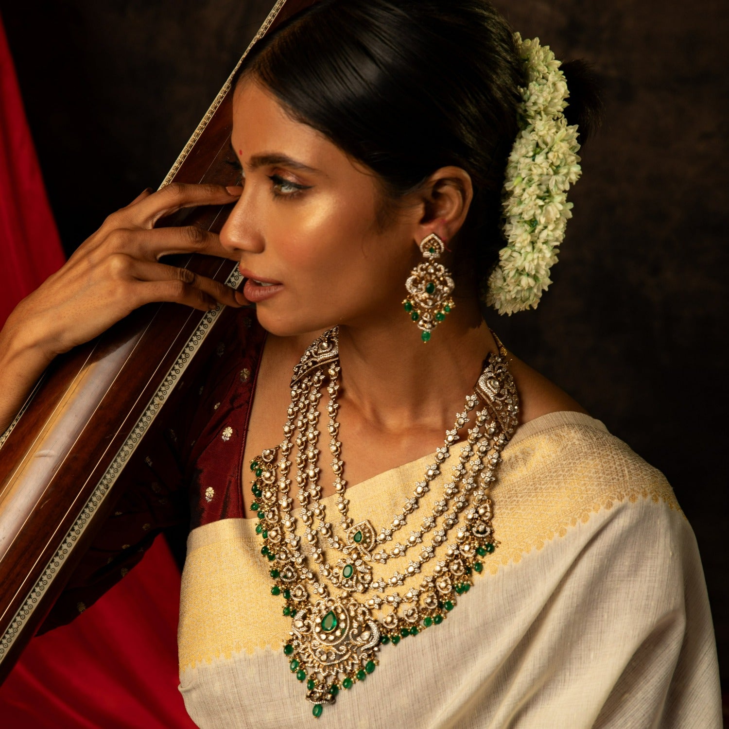 Necklaces Advaita Moissanite Silver Layered Necklace Set