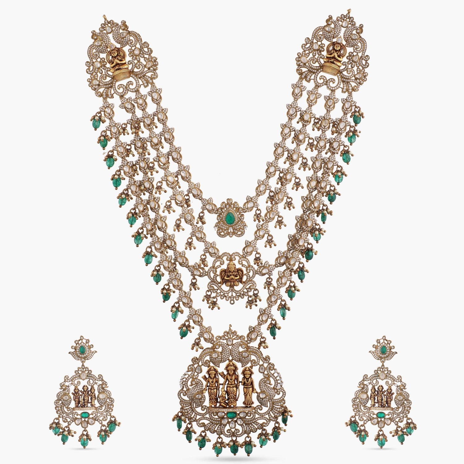 Janaki Moissanite Silver Grand Necklace Set