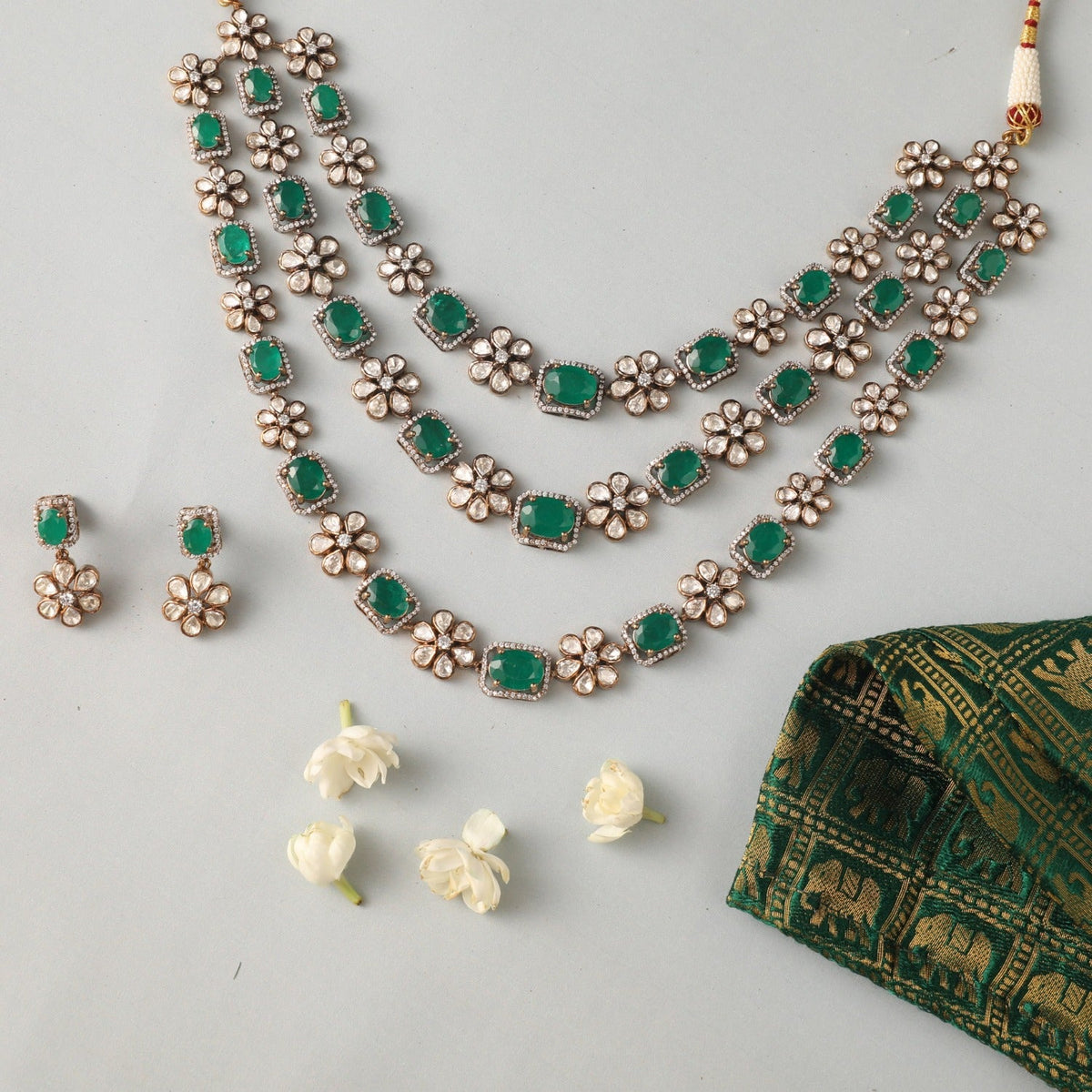 Necklaces Radiant Floral Moissanite Silver Necklace Set