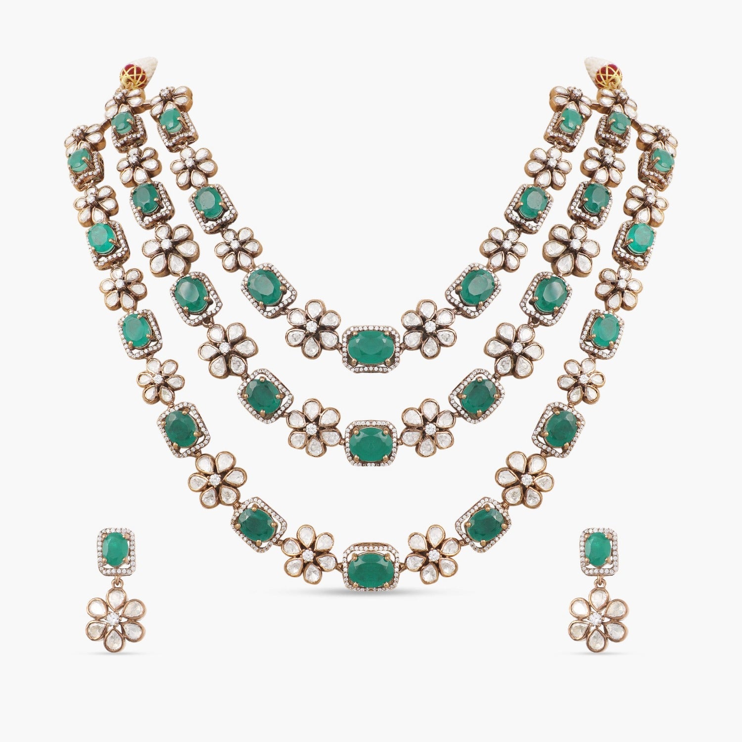 Necklaces Radiant Floral Moissanite Silver Necklace Set