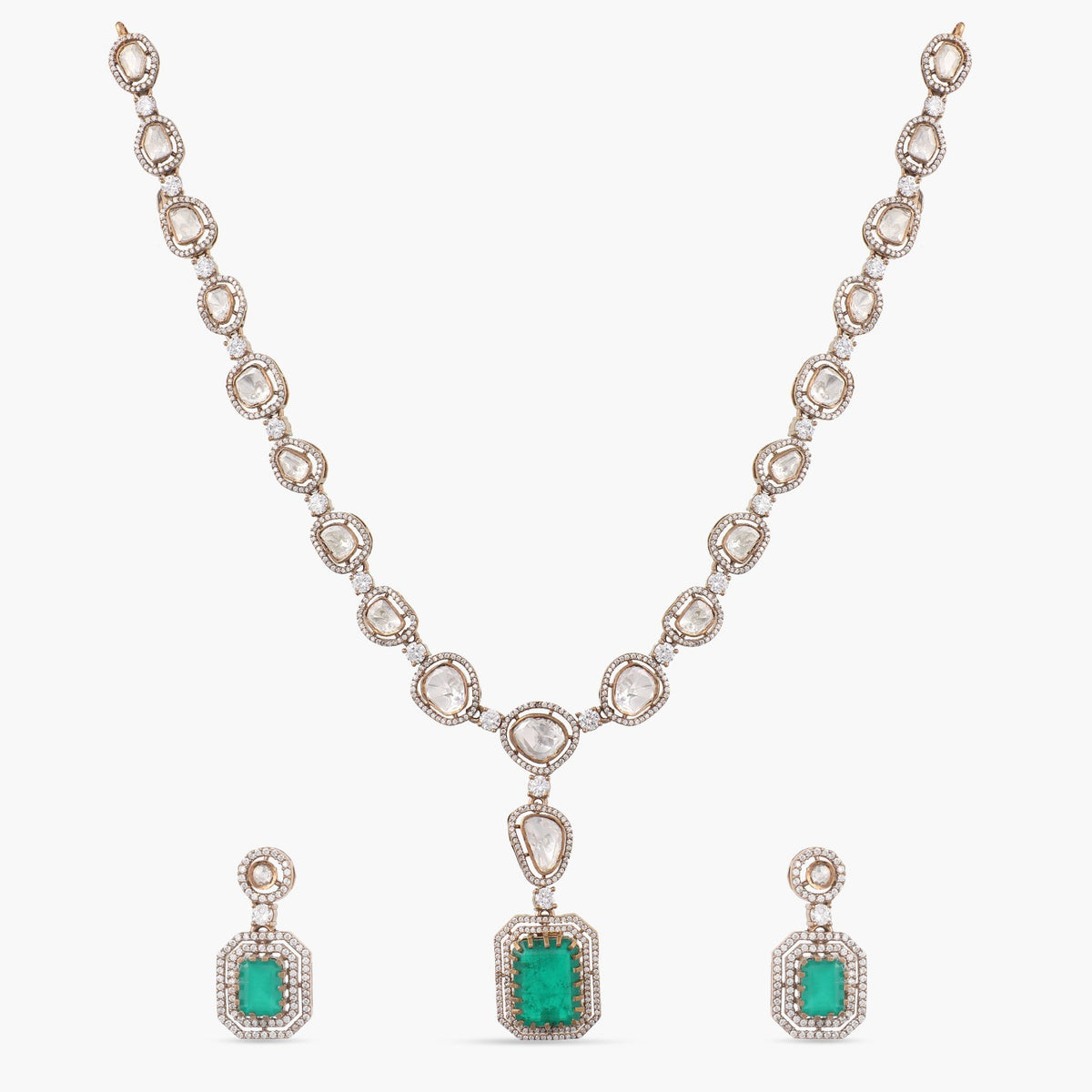 Cascading Brilliance Moissanite Silver Necklace Set