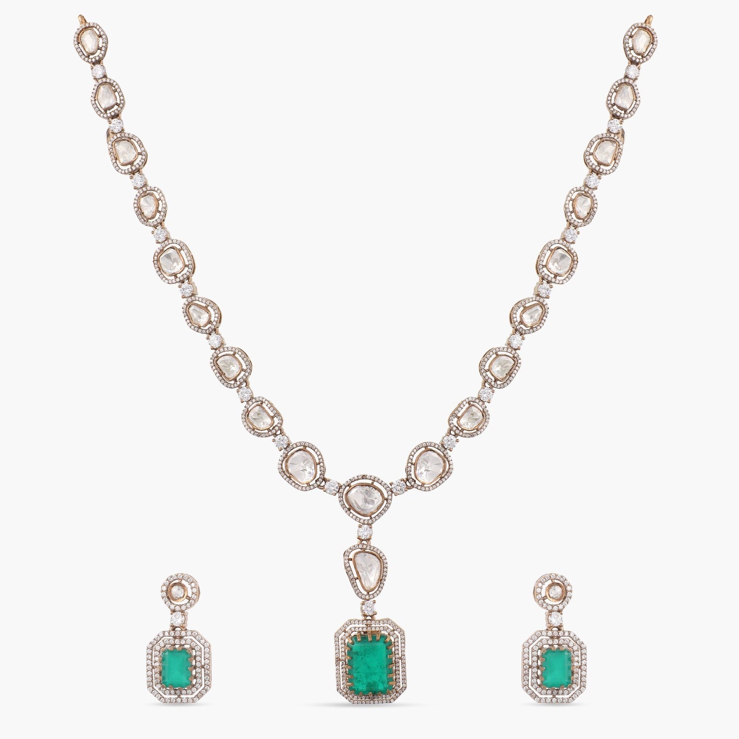 Cascading Brilliance Moissanite Silver Necklace Set