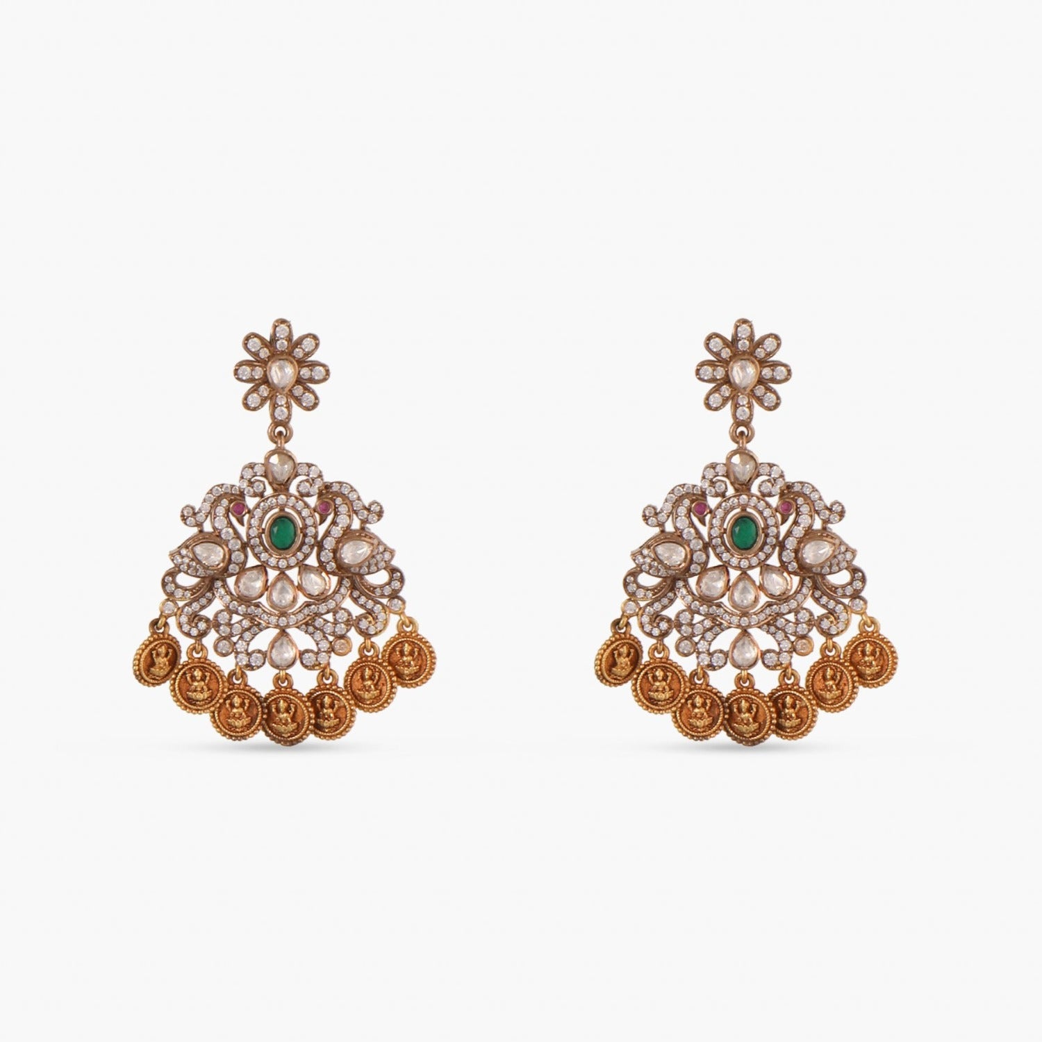 Necklaces Shreeya Coin CZ Silver Necklace Set