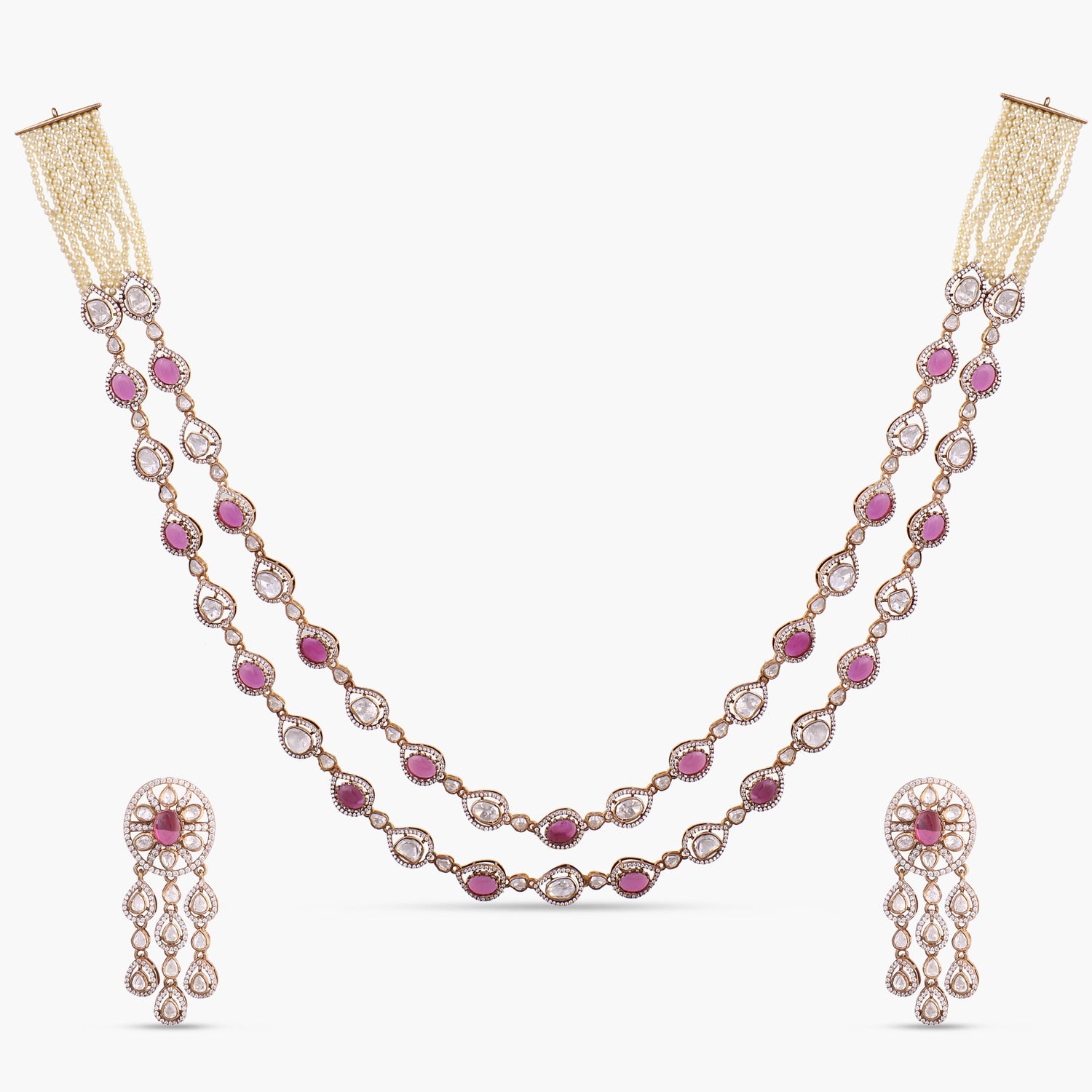 Necklace Reem Moissanite Dual Layer Silver Necklace Set