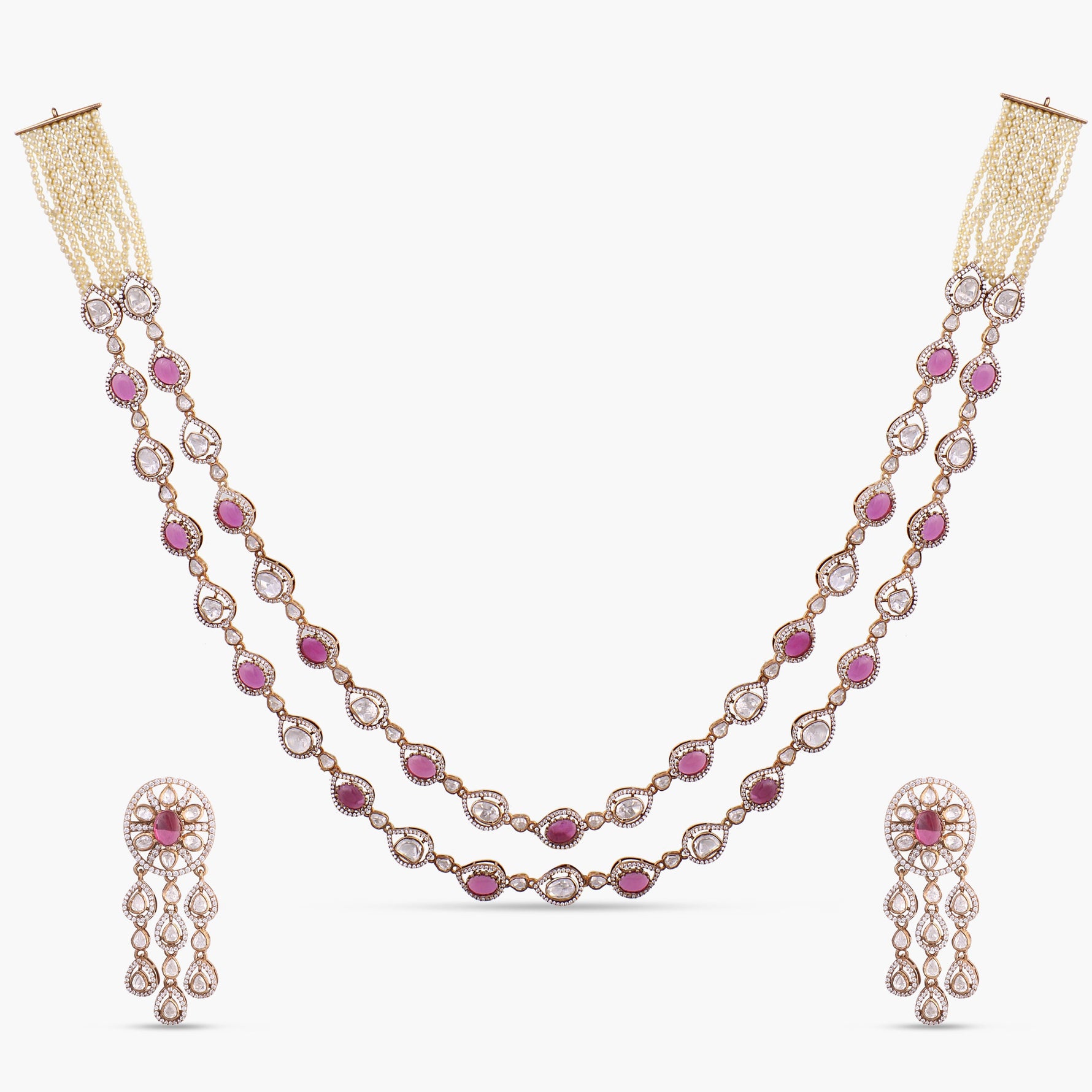 Necklace Reem Moissanite Dual Layer Silver Necklace Set