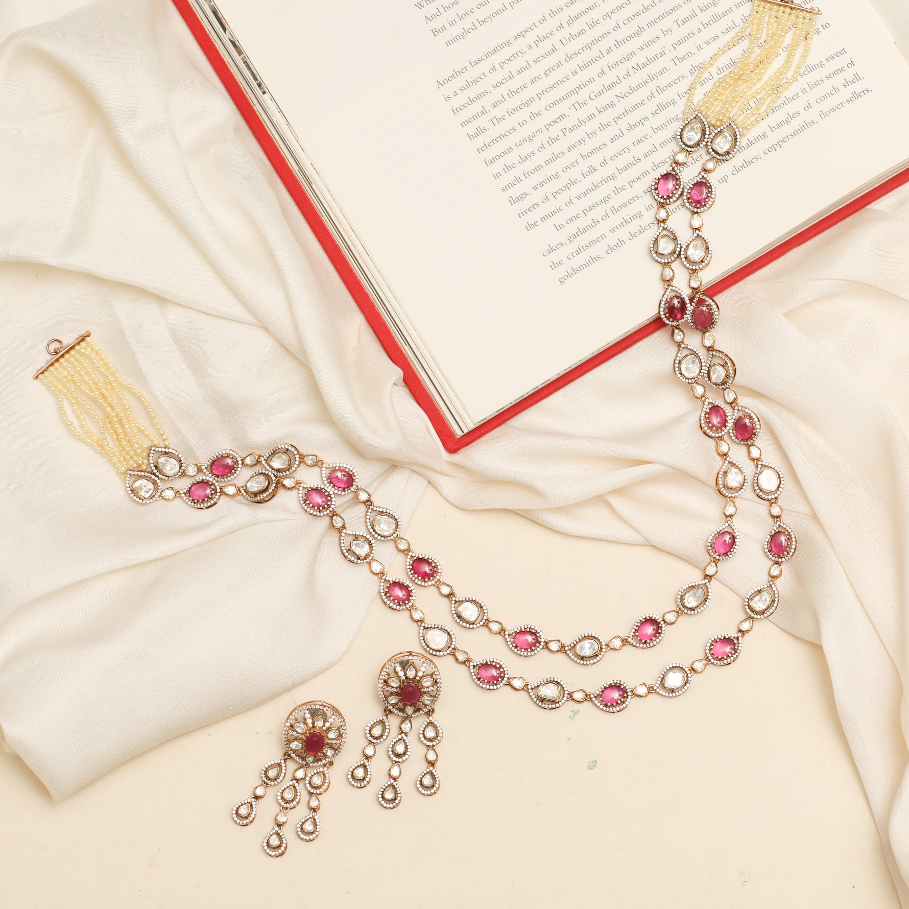 Necklace Reem Moissanite Dual Layer Silver Necklace Set