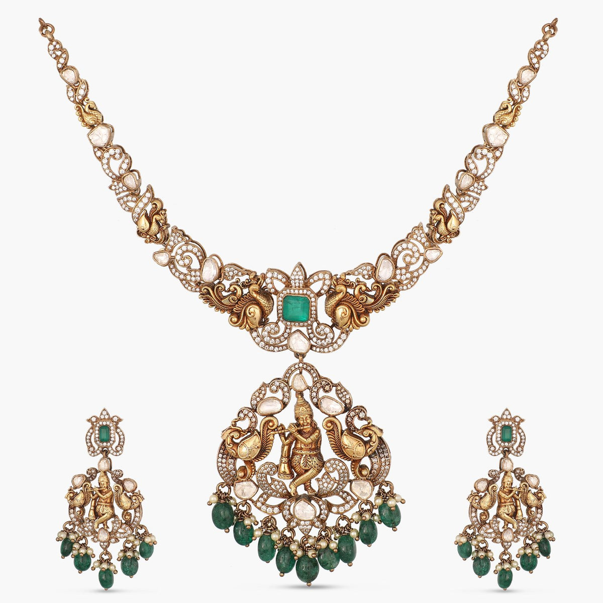 Tarini  Nakshi Moissanite Silver Necklace Set