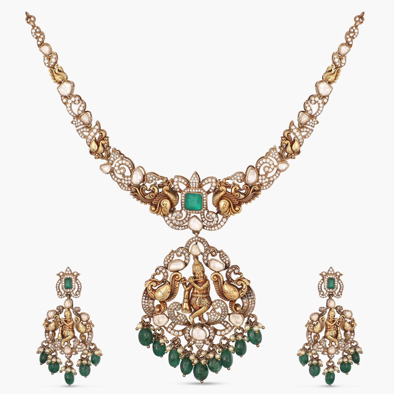 Necklace Tarini Nakshi Moissanite Silver Necklace Set