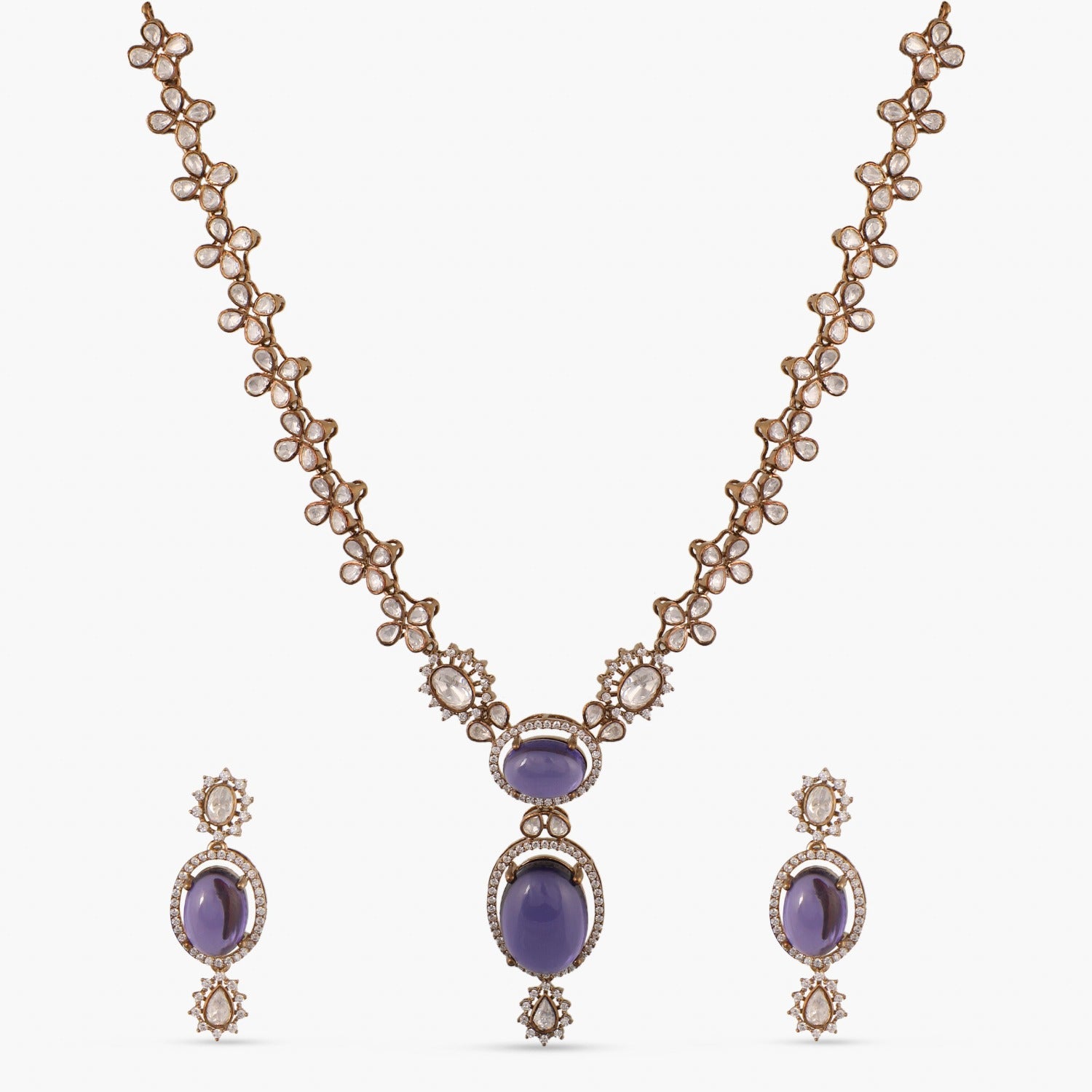 Necklaces Sapphire Shine Moissanite Silver Necklace Set