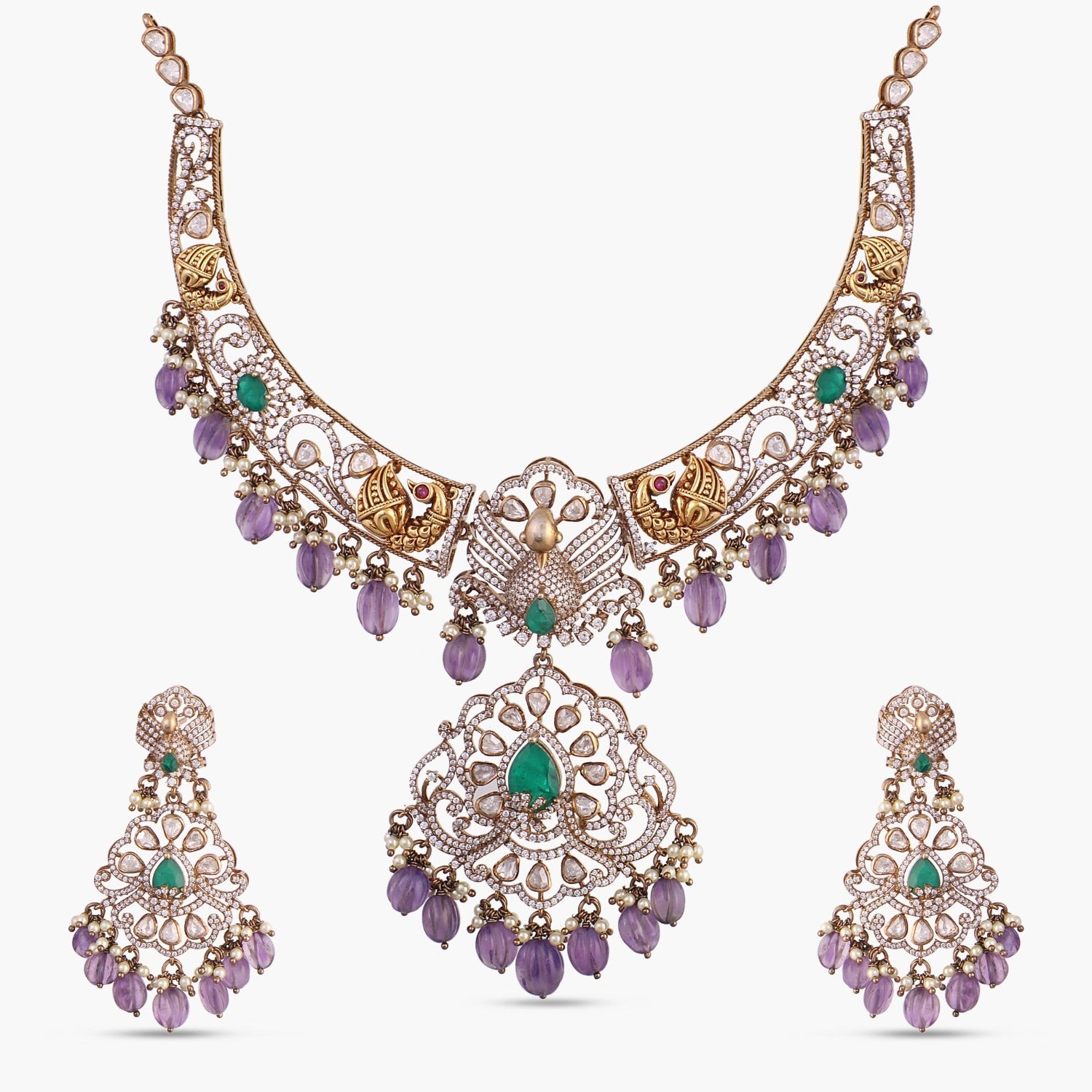 Necklace Yasmin Moissanite Silver Hasli Necklace Set